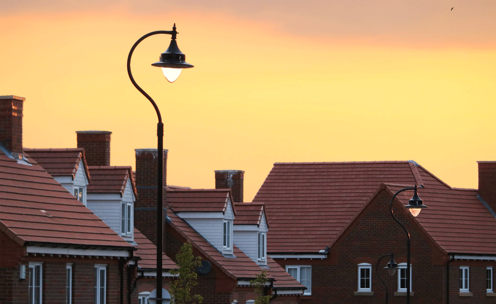 Houses in sunset